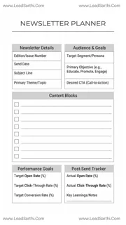 Newsletter Planner Sheet | Printable PDF for Businesses Design Template