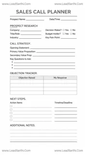 Sales Call Planner Sheet | Printable PDF for Businesses Design Template