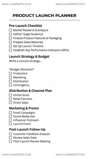 Product Launch Planner Printable | Business Planner PDF Design Template