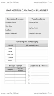 Marketing Campaign Planner Sheet | Printable PDF for Businesses Design Template