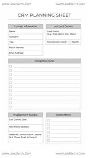 CRM Planning Sheet | Printable PDF for US Businesses Design Template
