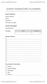 Event Marketing Planner Sheet | Printable PDF for Businesses Design Template