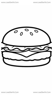 Tasty Burger Coloring Page Worksheet | Downloadable Kids PDF Design Template