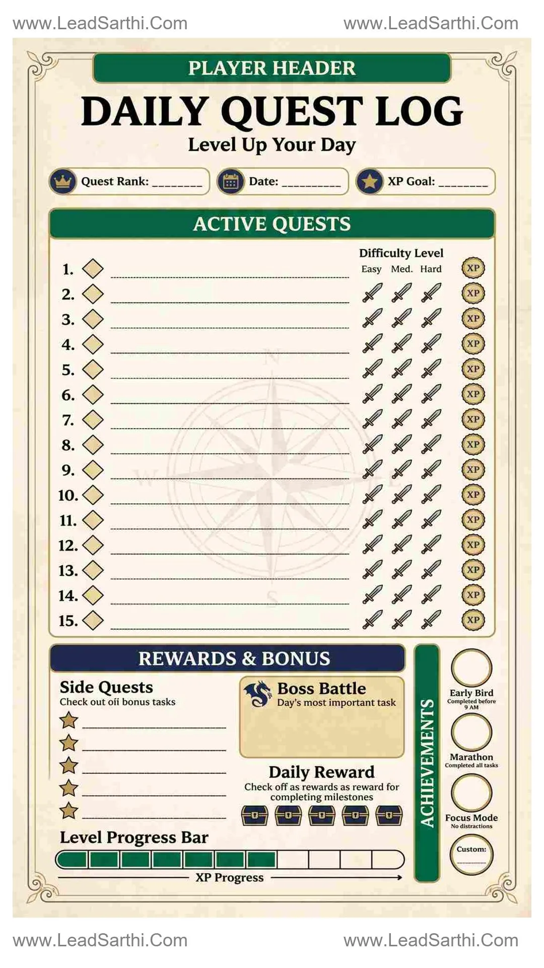 Personal To Do List PDF Printable for Better Daily Task Prioritization Thumbnail