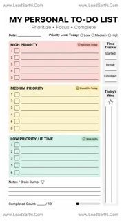 Printable Personal Daily Planner To Do List PDF for Structured Task Planning Design Template