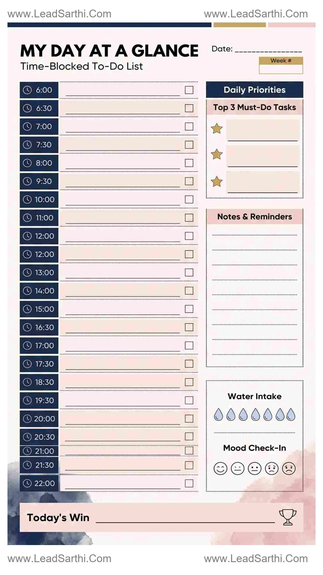 Printable Personal Task List PDF to Plan Daily Goals and Important Activities Thumbnail