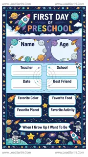 Printable First Day of Preschool Sign – Space & Rocket Theme Design Template