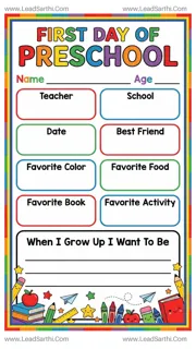 Printable First Day of Preschool Sign – Apple & Classroom Theme Design Template