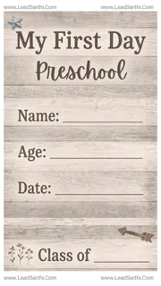 Farmhouse First Day of Preschool Sign Printable | Rustic Chic Fill-in Template Design Template