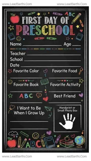 Printable First Day of Preschool Sign (Chalkboard Style) Design Template