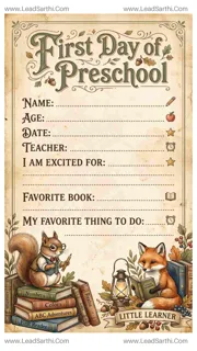 Vintage Storybook First Day of Preschool Sign Printable Design Template