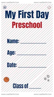 Sports First Day of Preschool Sign Printable | Little All-Star Fill-in Template Design Template