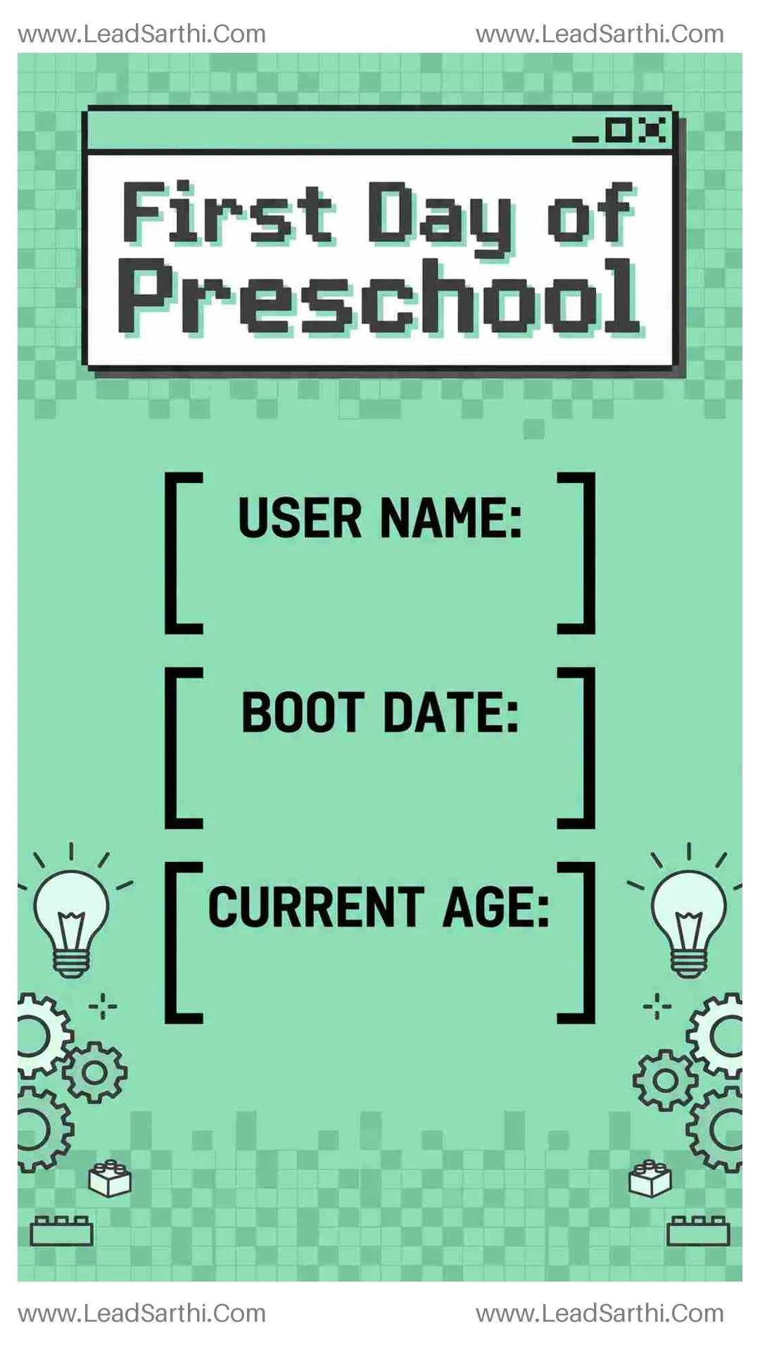 Pixel Coder First Day of Preschool Sign Printable Thumbnail
