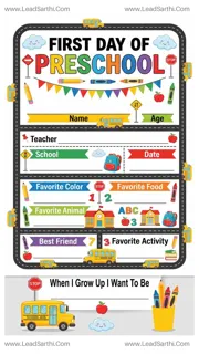 Printable First Day of Preschool Sign – School Bus Theme Design Template