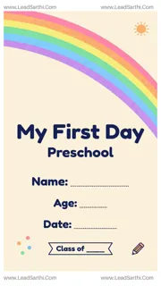 Colorful First Day of Preschool Sign Printable | Rainbow Fill-in Sheet Design Template