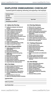 Employee Onboarding Checklist PDF – Printable New Hire Checklist Design Template