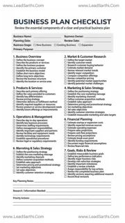 Business Plan Checklist PDF – Printable Business Planning Checklist Design Template