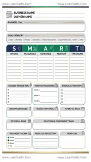 SMART Goals Worksheet for Entrepreneurs | Printable PDF for Business Growth & Success Design Template