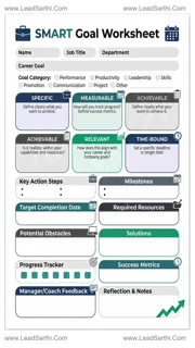 SMART Goals Worksheet for Professionals | Printable PDF for Career Growth & Workplace Success Design Template