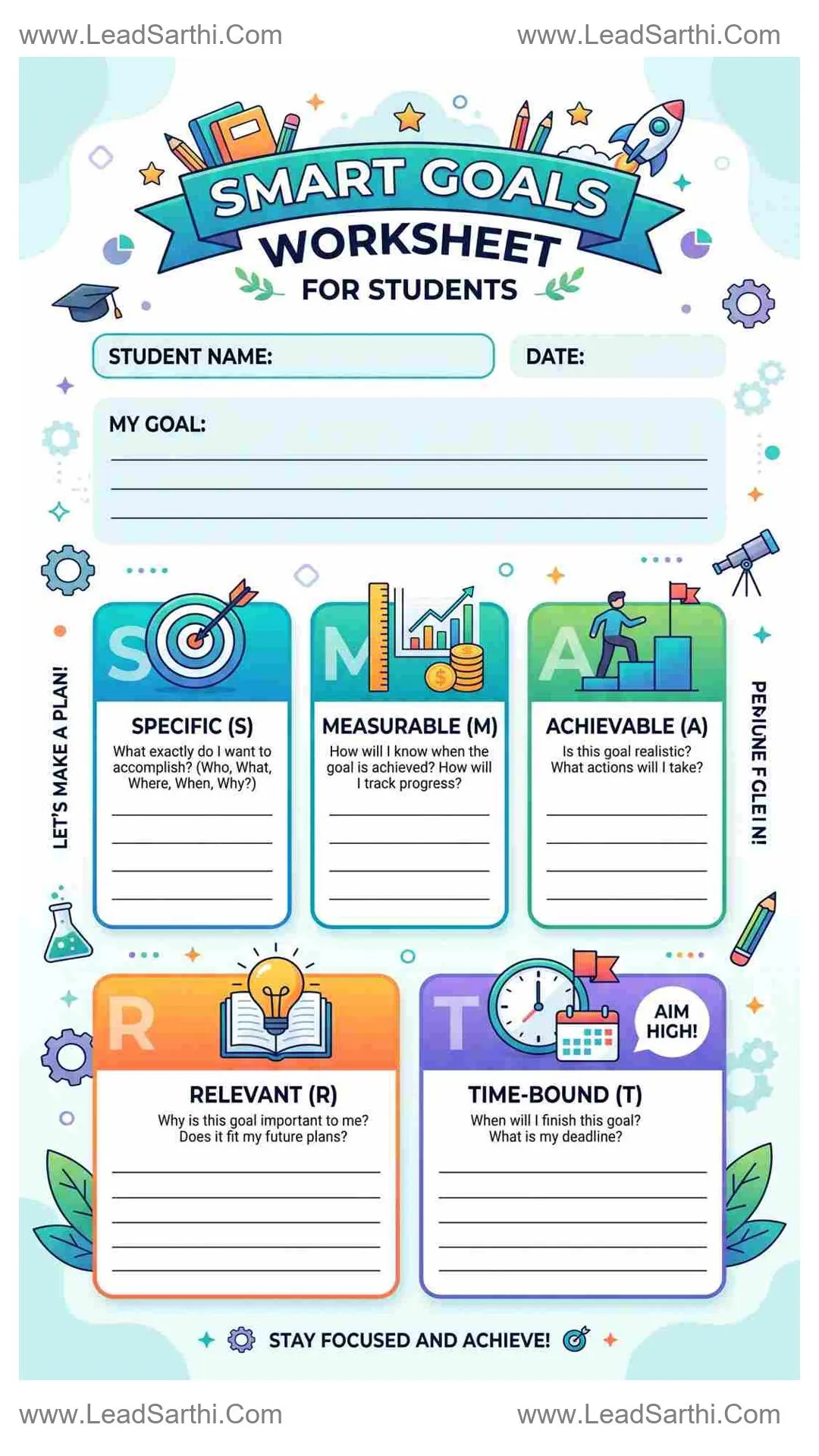 SMART Goals Worksheet for Students: Ace Your Academic Goals Thumbnail