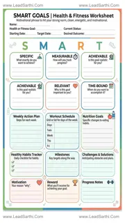 SMART Goals Worksheet for Health & Fitness | Printable PDF for Better Habits & Results Design Template