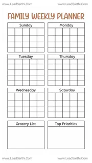 Printable Family Weekly Schedule PDF (Sunday Start) Design Template