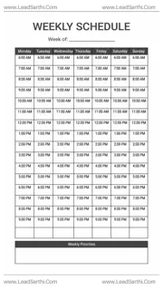 Hourly Weekly Schedule Printable PDF for Students, Teachers & Professionals Design Template
