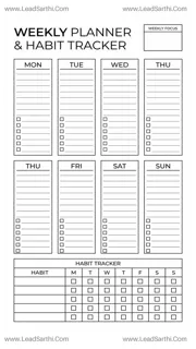Printable Weekly Calendar PDF with Daily Habit Tracker Design Template