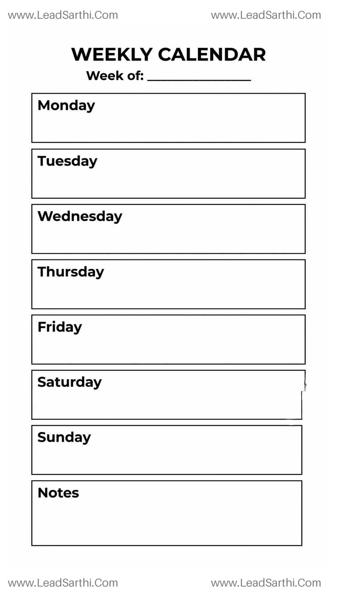 Minimal Weekly Calendar Printable PDF for School, Work & Home Planning Thumbnail