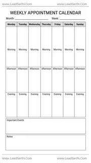 Printable Weekly Calendar PDF for Appointments, Events and Daily Scheduling Design Template