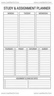 Student Printable Weekly Calendar PDF for Study & Assignments Design Template