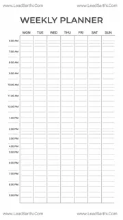 Printable Hourly Weekly Planner PDF (Monday Start) Design Template