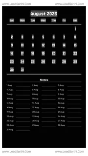 August 2026 Calendar Template 4 Dark Theme 255 Design Template