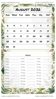 August 2026 Calendar Template 24 Forest Theme 125 Design Template
