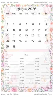 August 2026 Calendar Template 11 Butterfly Theme 15 Design Template