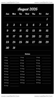 August 2026 Calendar Template 19 Dark Theme 9 Design Template