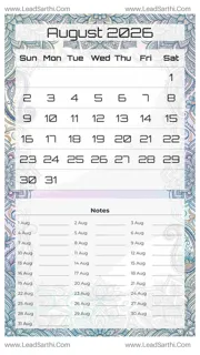 August 2026 Calendar Template 15 Mandala Theme 160 Design Template