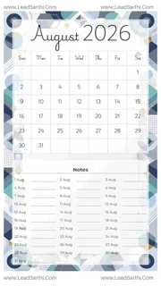 August 2026 Calendar Template 18 Geometric Theme 142 Design Template