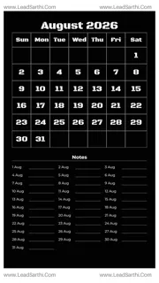 August 2026 Calendar Template 6 Dark Theme 148 Design Template