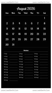 August 2026 Calendar Template 11 Dark Theme 49 Design Template