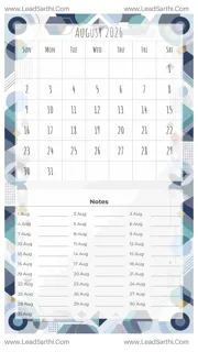 August 2026 Calendar Template 25 Geometric Theme 173 Design Template
