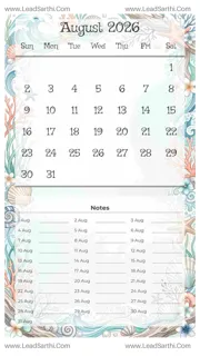 August 2026 Calendar Template 2 Ocean Theme 115 Design Template