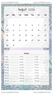 August 2026 Calendar Template 21 Mandala Theme 242 Design Template