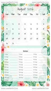 August 2026 Calendar Template 21 Summer Theme 98 Design Template