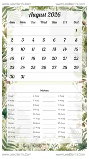 August 2026 Calendar Template 19 Forest Theme 248 Design Template