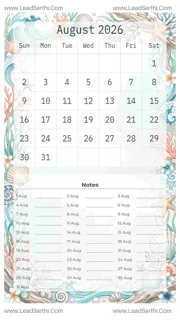 August 2026 Calendar Template 12 Ocean Theme 138 Design Template