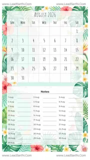 August 2026 Calendar Template 25 Summer Theme 109 Design Template