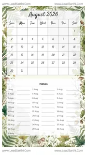 August 2026 Calendar Template 22 Forest Theme 40 Design Template