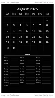 August 2026 Calendar Template 12 Dark Theme 139 Design Template