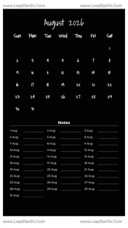 August 2026 Calendar Template 21 Dark Theme 174 Design Template